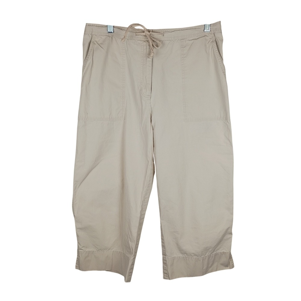 Jones Wear Womens Tan Khaki Cotton Drawstring Cropped Pants Size L